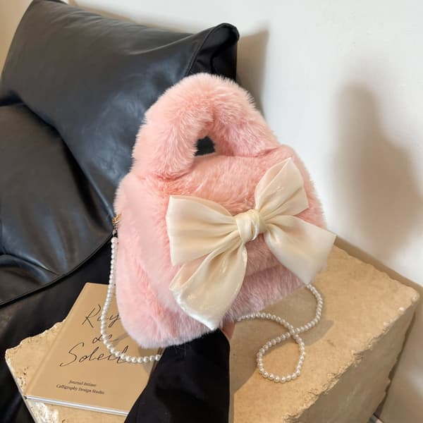 Damväska Fluffig plysch axelväska ROSA