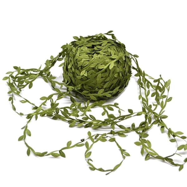 Silke stoff blad krans dekorasjon tilbehør grønne blad rotting blad simulering DIY