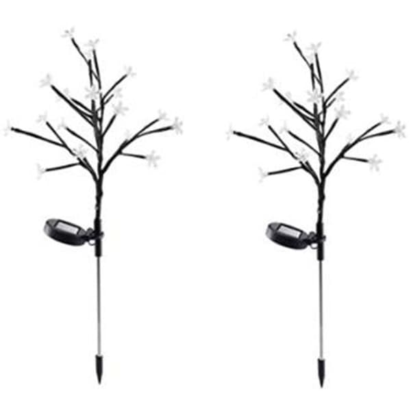 2 stk. solcellelamper udendørs dekoration, solcellelamper til haven, flerfarvede solcellelamper, 20 LED kirsebærblomstlygter