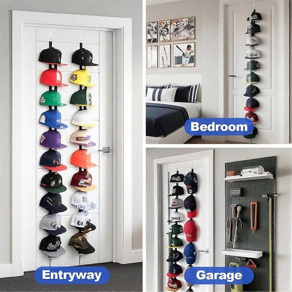 Over-the-Door Hat Rack - Two-Way Hanging Caps with Display Hooks and Hanger, Hat Organizer for Baseball Caps