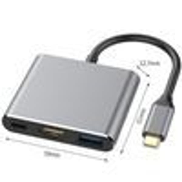 3 in 1 -keskitin, C-tyypin HDMI USB 3.0 USB-C -sovitinkaapeli