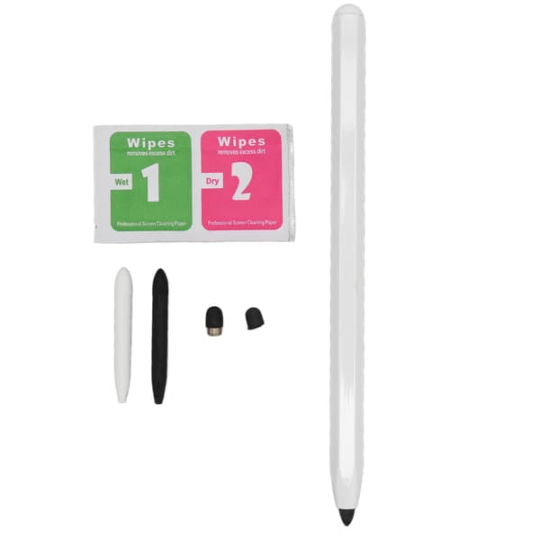 Universal Stylus Pen High Sensitivity Soft Fiber Tip Aluminum Alloy Tablet Stylus With 2 Replaceable Tips for Mobile Phone White