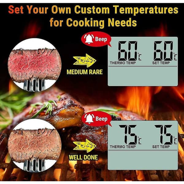 Thermopro Tp-16 Stor LCD Digital Matlagning Mat Kött Rökugn Ugn Kök BBQ Grill Termometer Klocka Timer med Rostfritt Stål Sond