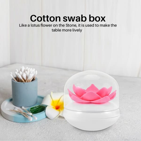 Het Chic Bomull Lotus Blomknopp Hållare Tandpetare Låda Bomullspinne Låda Heminredning (Rosa)