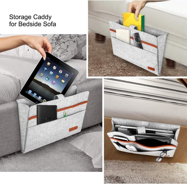 Bed Organizer, Felt Bedside Caddy Non-Slip Headboard Storage Bag Sofa Bed Hanging-yux