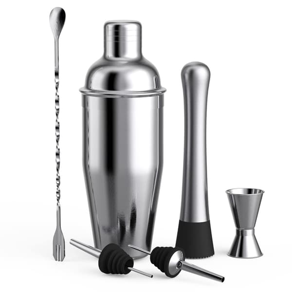 Cocktail shaker 750 ml rustfrit stål bar cocktail shaker sæt bartender kit barudstyr sæt shaker sæt 6 dele shaker mixer drink making tool kit