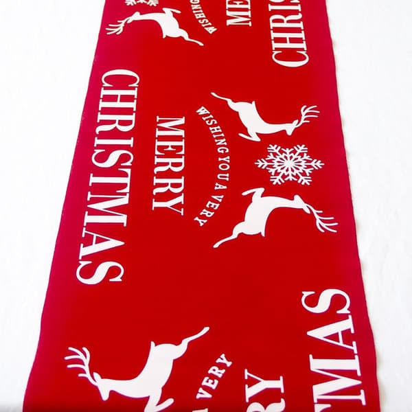 Cotton Linen Tablecloth Printed Christmas Flag Christmas Table Runner Rectangular Table Runner Red Elk Tablecloth Decorations