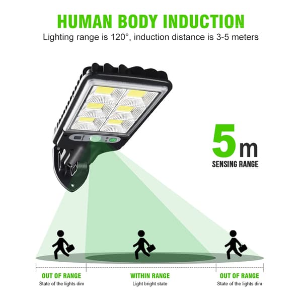 Outdoor Solar Light with Motion Sensor, Remote Control Street Light, IP67 Waterproof LED Lamp