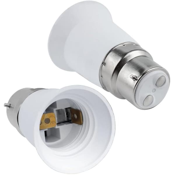 B22 til E27 Sokkeladapter 2-pak 0-250V til LED Pærer Halogen CFL-lamper Kompatibel med E27 Pærer