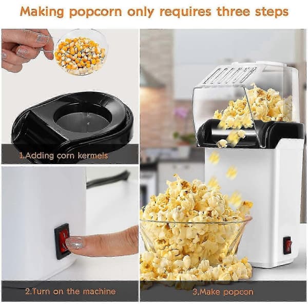 Air Popcorn Machine, Electric Hot Air Popcorn Maker - 1200W, Oil-Free US Plug