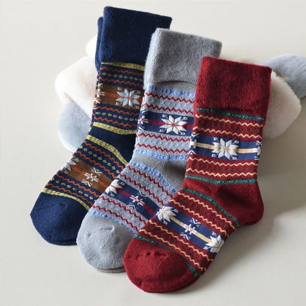 Women's Wool Hiking Socks, Warm, Thick, Winter Boots, Navy, KLB