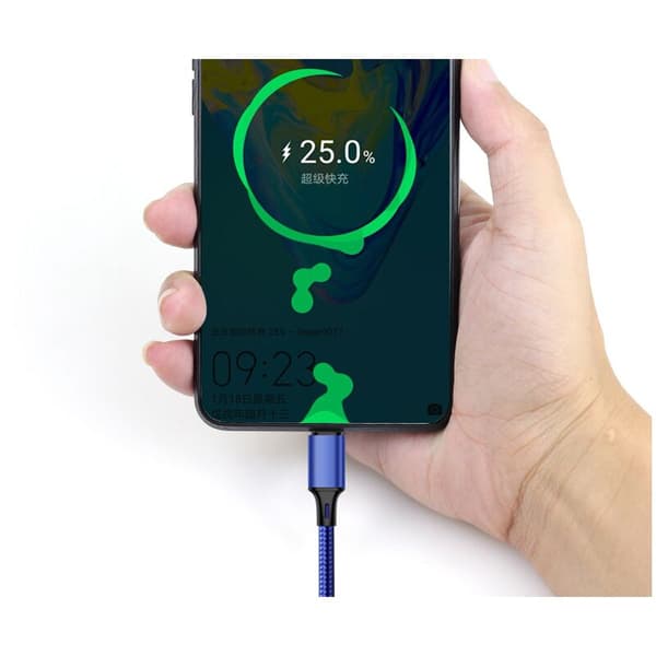Teleport Kabel Multi USB-kabel, 3-i-1 Multi USB-lader Nylonflettet Kabel Hurtiglading - 1.2M, Rød