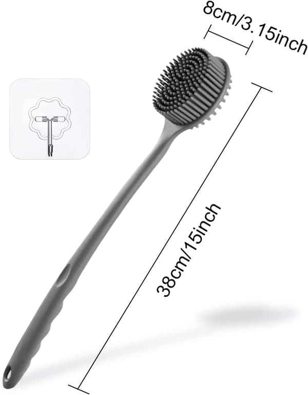 Long Handled Silicone Bath Brush, Non-Slip Grip Shower Brushes, Back Brush, Shower Scrubber and Back Scrubber