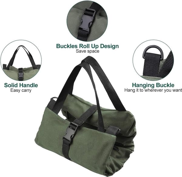 Tool Bag, Roll-Up Small Tool Organizer, Green, Christmas Gift for Men (Tools Not Included)