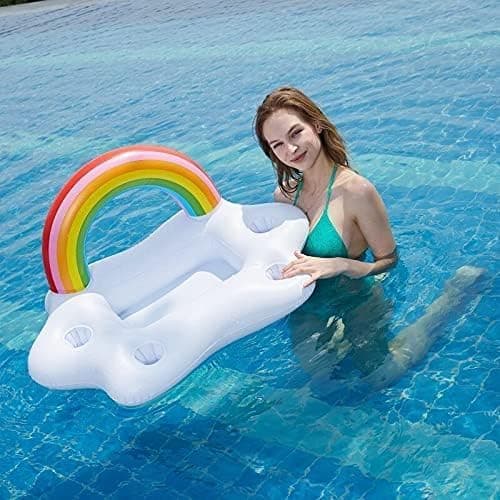 Inflatable Cup Holder, 2 in 1 Floating Tray, Floating Cup Holder, Inflatable Drink Holder for Pool, Inflatable Bar Tray