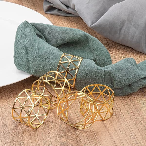 12 Pieces - Gold Napkin Rings, Table Decoration