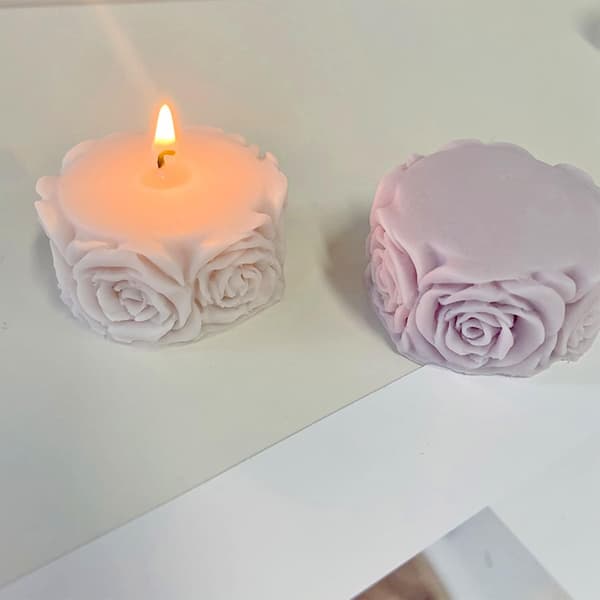 2 stk. rosenblomst søjle lysforme Valentinsdag cylinder harpiksform til lysfremstilling harpiksstøbning silikoneform til DIY lysfremstilling P