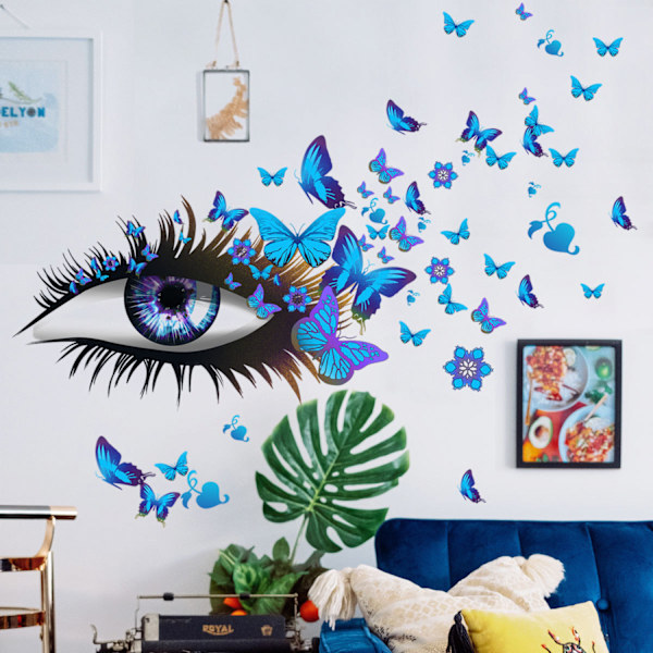 #Blue wall sticker eyelashes wall sticker#