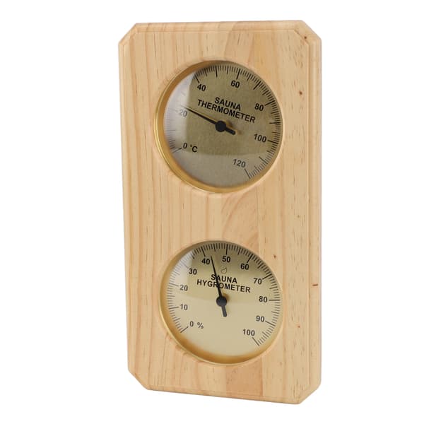 Väggmonterad termometer och hygrometer i trä för bastu, dubbel bordsdisplay, mekanisk termometer och hygrometer för hem och barnrum