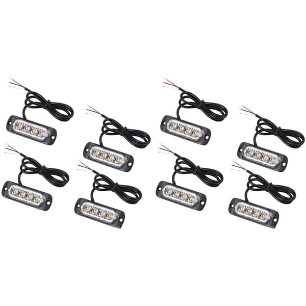 8 stk 4 LED gjenopprettingsblitslys 12V 24V oransje grill blinkende