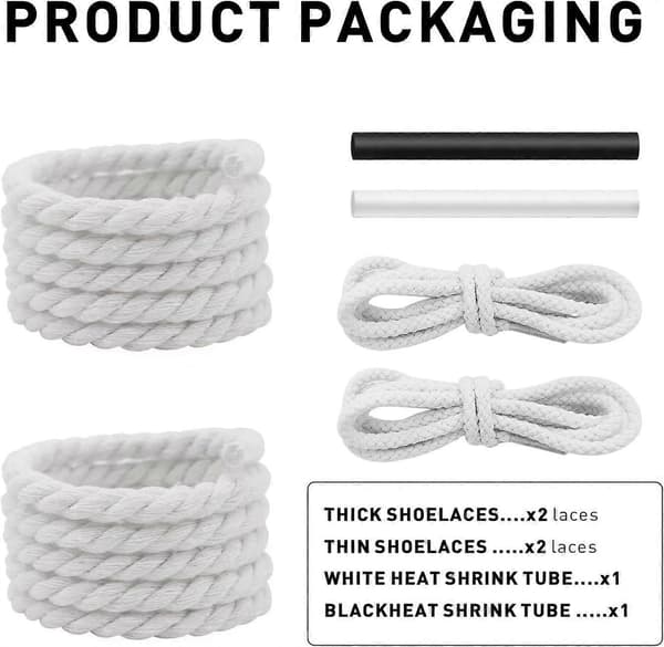 Thick Rope Shoelaces for Air Force 1, 12mm Round Cotton Shoelaces, Replacement