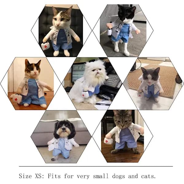 Hund- & kattläkarkostym, djurläkarkläder, Halloween-jeansoutfit_tfrf