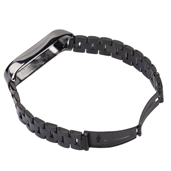 Smartwatch Armbånd Rustfrit Stål Anti-tabt med Dobbelt Lås Foldespænde til Mi Band 6 Sort