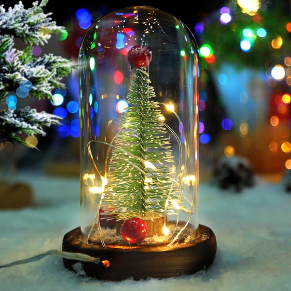 Mini juletræ i glas med LED-lys pynt Dekoration til hjemmefest