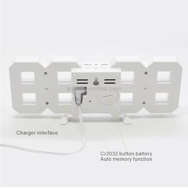 Multifunktionel stor 3D LED digital vægur vækkeur med display DC 5V CE-certifikat