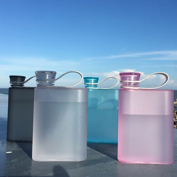 Flat Water Bottle Leakproof Slim Handbag Drink Bottle White