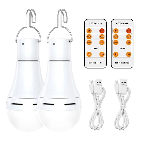 USB Rechargeable Lamp Battery Backup Emergency Light for Home Power Hanging LedBY White[co]