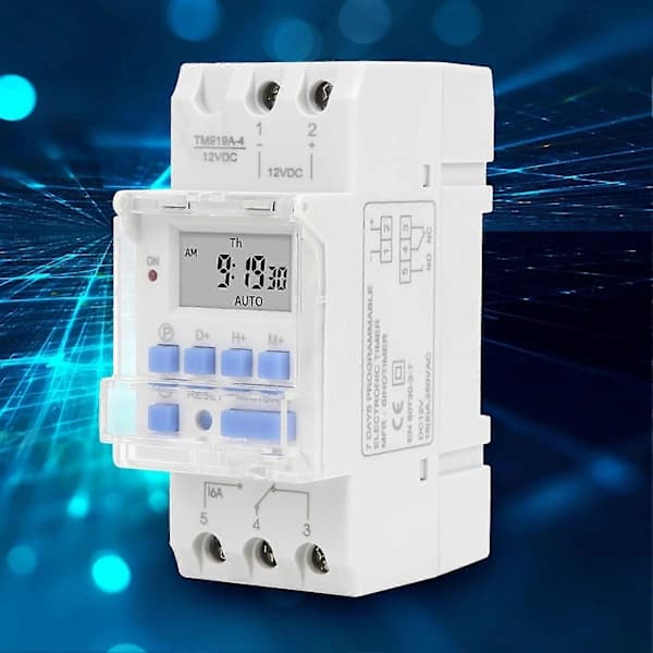 Uketimer 12V DC 16A LCD-skjerm med nedtellingsfunksjon utskiftbart batteri