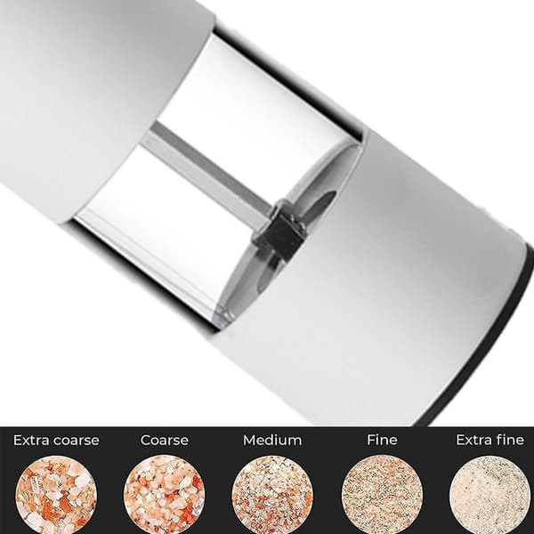 Electric Salt and Pepper Grinder - Automatic, Refillable, White