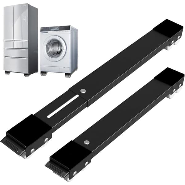 Washing machine base with brake, adjustable mobile base for washing machine, tumble dryer, refrigerator, load 300 kg, black