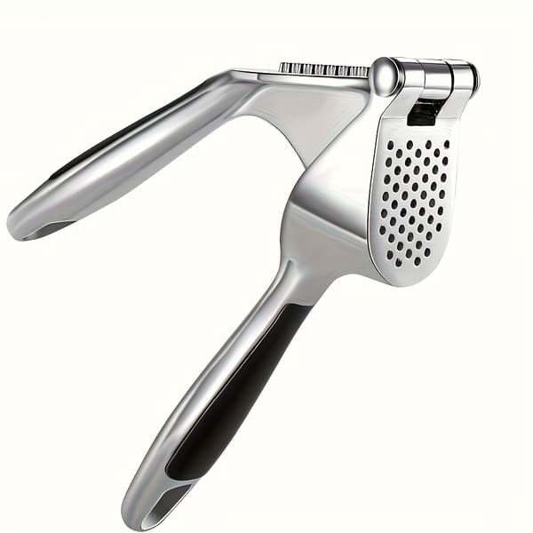 Stainless Steel Garlic Press with Easy-Grip Handle, Rust-Resistant for Crushing Fresh Garlic and Herbs, Easy to Clean