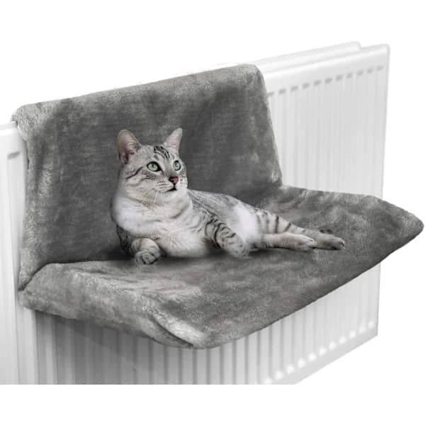 Varm og hyggelig radiator seng til kat og hund (Grå)