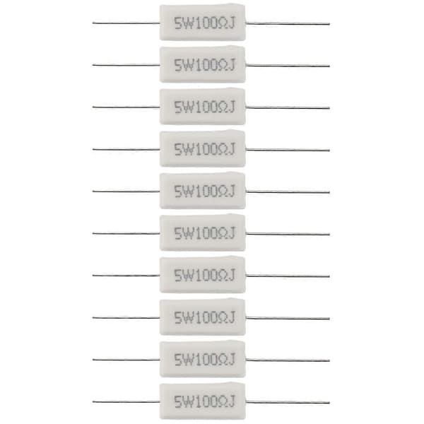 10x Trådviklede Keramiske Cementmodstande 100 Ohm 5W Watt 5%