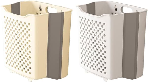 Large Foldable Wall-Mounted Plastic Laundry Basket for Efficient Sorting and Organizing (Glass)