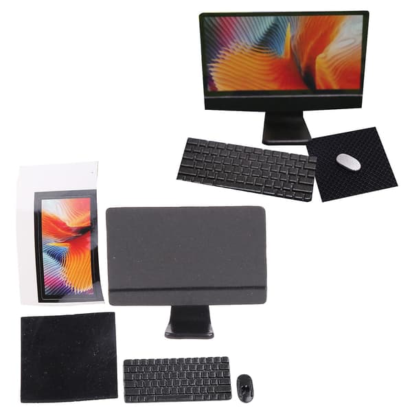 4-delt miniaturemodel computerbord med tastatur til skala studie
