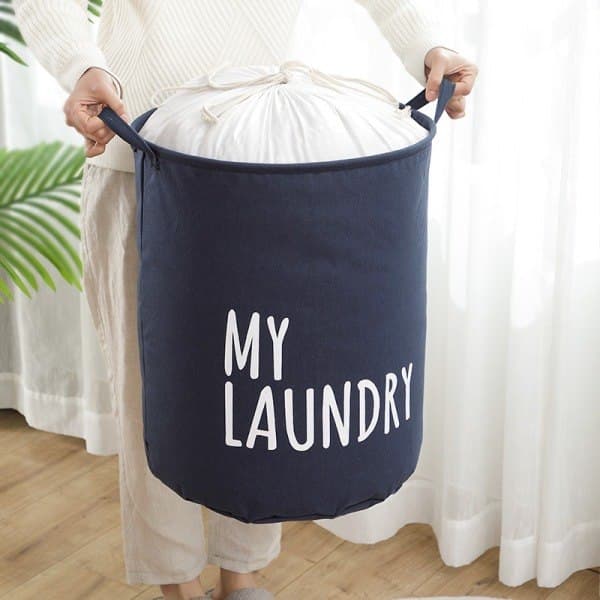 Foldable Laundry Basket with Drawstring Large Capacity Waterproof Clothes Storage Basket for Home Bathroom Bedroom