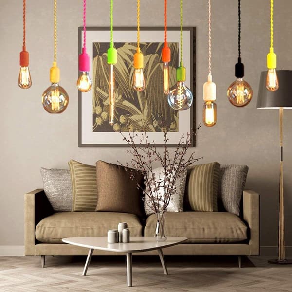 20M Tekstilbelagt Strømkabel, Tekstilkabel for Lampe Strømkabel, For DIY Pendellampe, Hvit