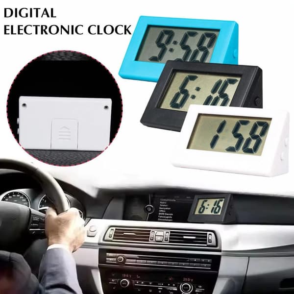 Small Digital Alarm Clock Silent Non-Ticking LCD Desk Clock with Battery Backup for Bedroom Office Black