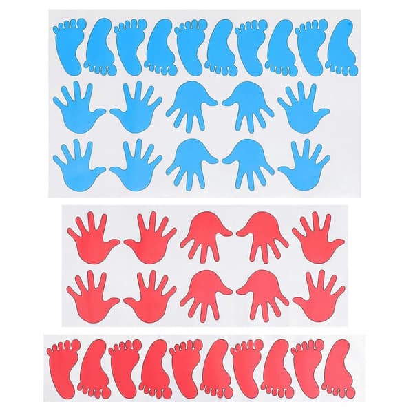 40 Pairs Self-Adhesive Wall Decals Handprint Floor Decal Footprint Wall Decor for Nursery Classroom
