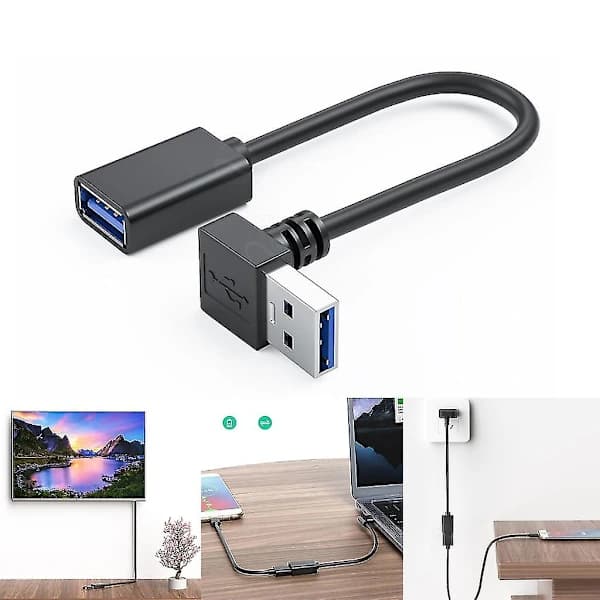 [EN] Universal USB 3.0 Extension Cable with 90-Degree Angle for Home and Office 0.5m Downward Bent