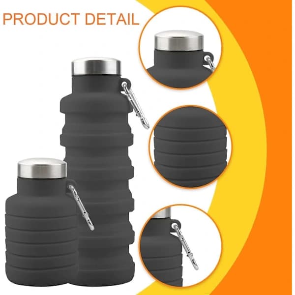 Foldable Water Bottle, Silicone Travel Accessory, Collapsible Workout Water Bottle, Leak-Proof Hiking Accessories