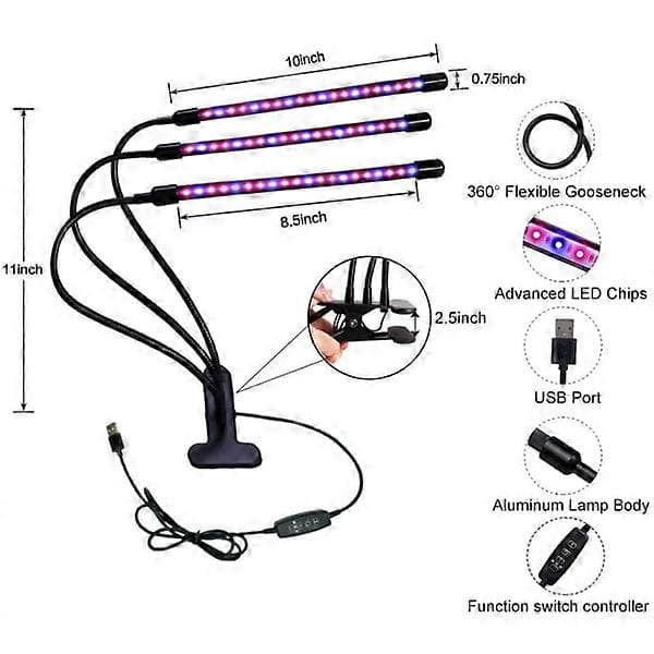 Plant light, 60 LED full spectrum grow light Plant light with 3 timers and automatic ignition function
