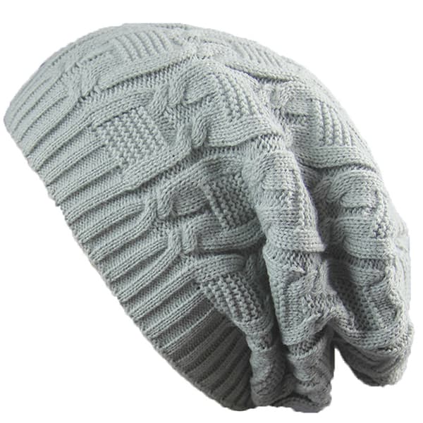 Lue Mote Hold Varm Vinterluer Strikket Ullue - i la light grey