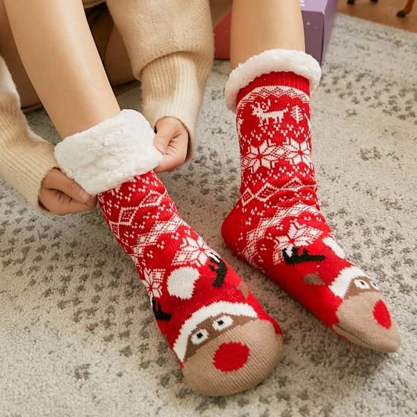 Women's Socks Women's Thick Wool Socks Non-Slip Home Socks Slippers, One Size (35-42)