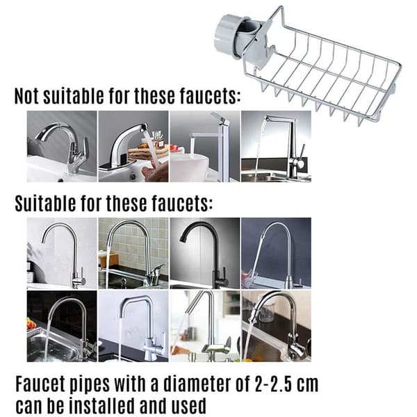Sink Strainer, Sink Strainer Basket and Metal Kitchen Sponge Holder Set, Drain Tray Sink Storage Rack with Suction Cup for Support