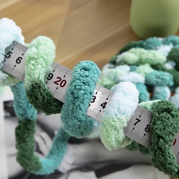 Supertykt garn til hækling - 8-pak stort blødt fluffy tie dye chenillegarn til håndstrik - grøn